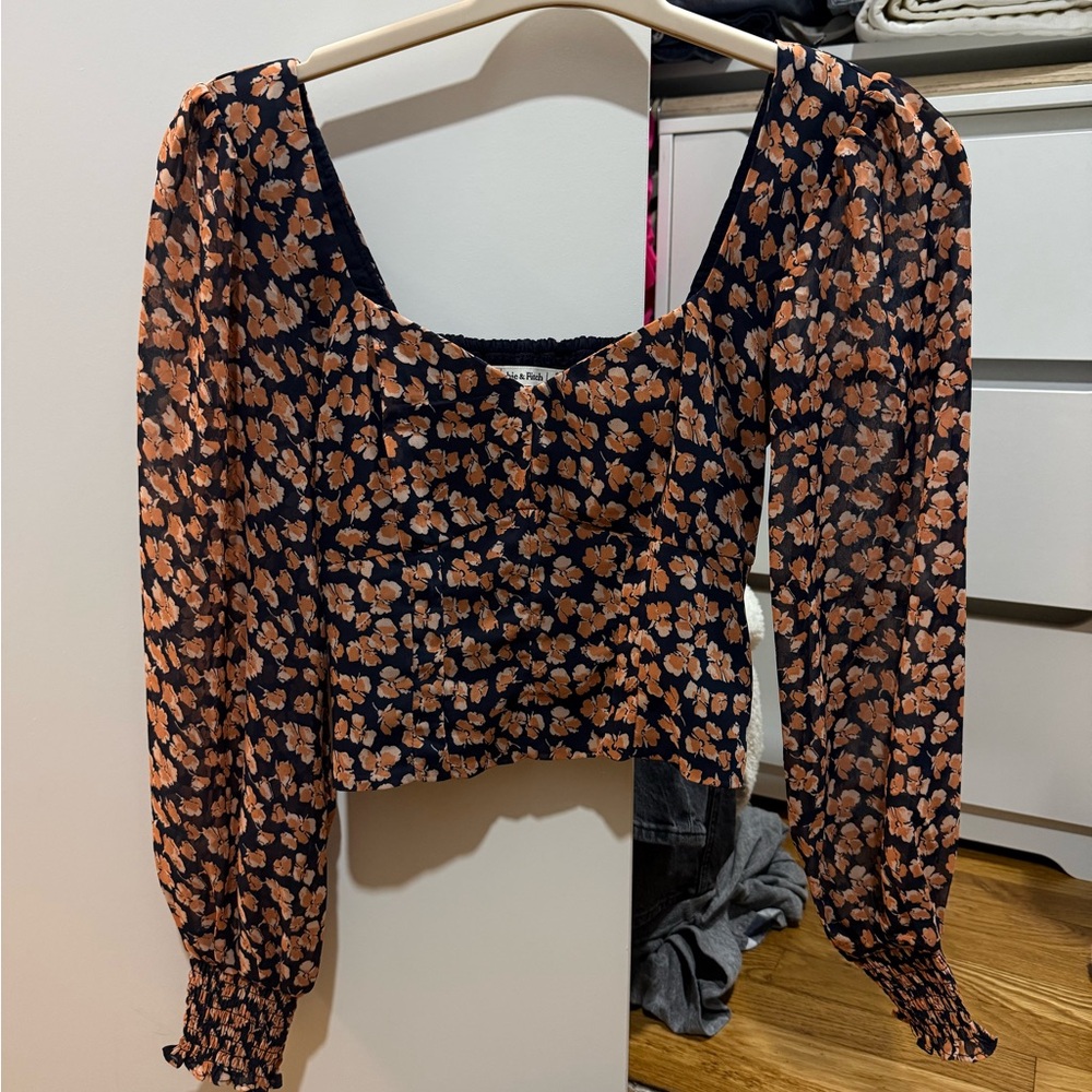 Abercrombie & Fitch navy and Orange Floral Blouse